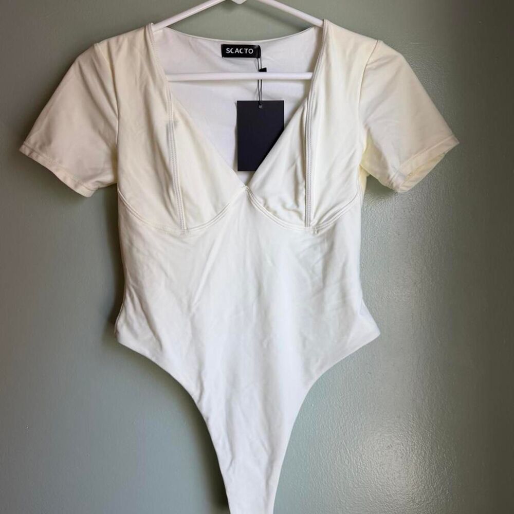 Unbranded Women's White and Cream Bodysuit